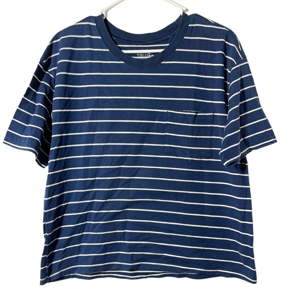 Time and Tru NWT Women's short sleeve blue/white stripe